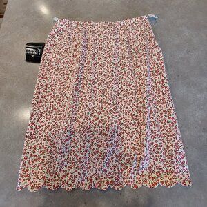 SPENCER JEREMY Women's Mini Floral Pencil l Skirt w/Scalloped Hemline Sz  8 NWT